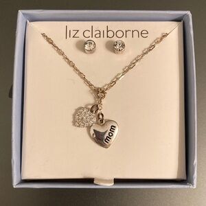 Liz Claiborne Mom Heart Necklace Set